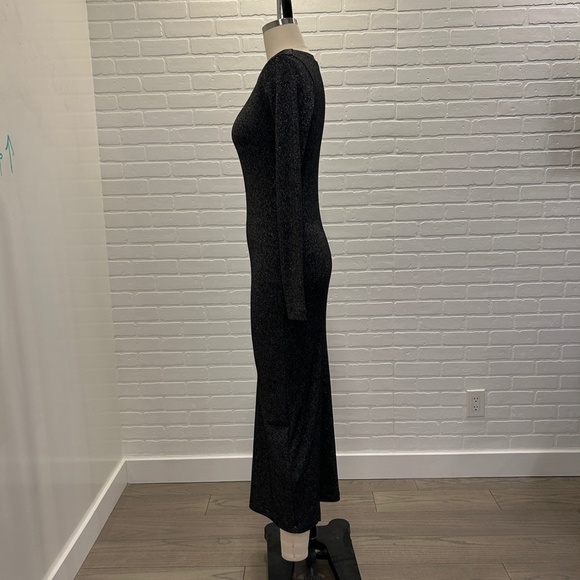 ZARA Fitted Dress in Black with Silver Lurex - Picture 3 of 5